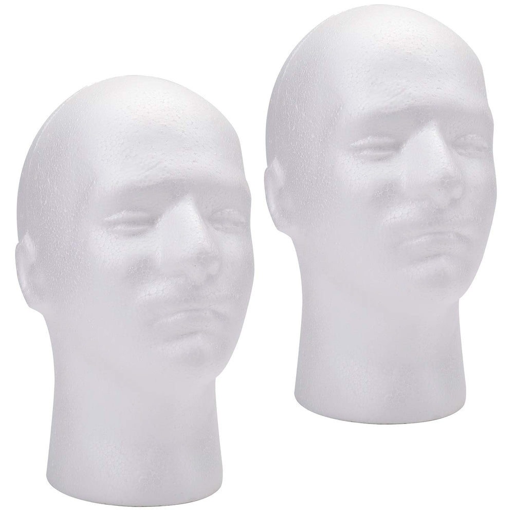 Foraineam front view of two male foam heads showing uniform display and storage utility