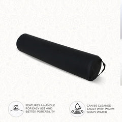 ForPro bolster under knees on massage table providing lumbar relief