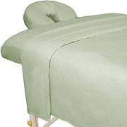 ForPro front view of sage flannel set showing complete coverage and neat appearance