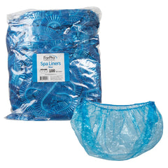 ForPro Professional Collection box front showing 100 blue spa liners and clear labeling for inventory control
