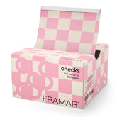 FRAMAR front packaging showing 500 pink checkered foils for salon use