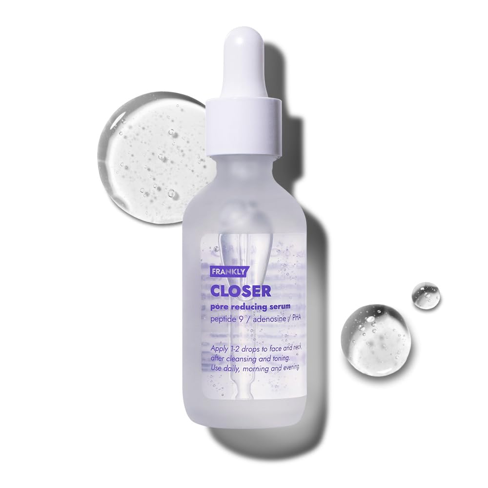 FRANKLY front view of Closer Serum bottle showing sleek packaging and brand