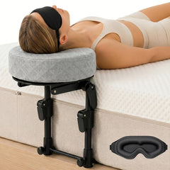 Freebody front view of headrest showing secure clamp and face pad benefit comfort