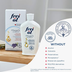 frei öl being massaged onto damp skin illustrating fast moisture lock-in