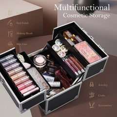 FRENESSA bottom compartment packed with palettes and brushes for neat storage