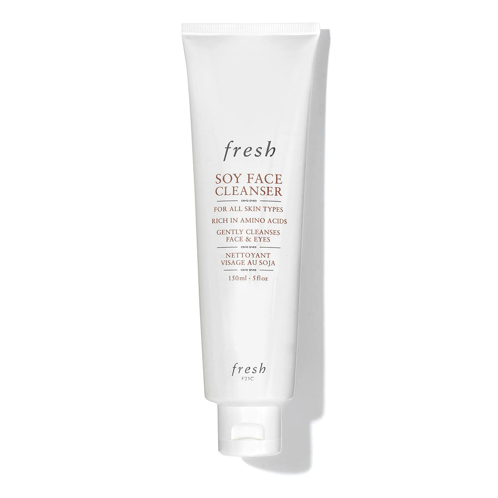 Fresh soy face cleanser front tube showing brand and size, gentle daily cleansing benefit