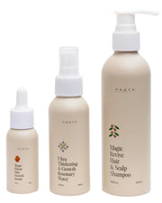 FRØYA Organics front packaging showing the full three-step set and calm branding benefits scalp balance