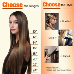 Full Shine extensions held in hand to show 12-inch length and scale