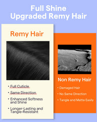 Full Shine on model showing 24-inch length added instantly for dramatic volume