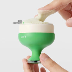 FULLY close-up of silicone micro-bristles revealing soft texture for gentle exfoliation