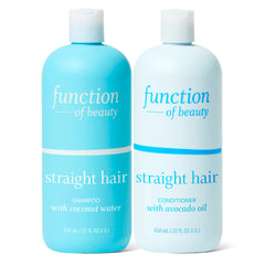 Function of Beauty front packaging showing XL bottles and neat design for salon-smooth benefit