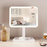 FUNTOUCH front view lighted mirror showing clear full-face reflection and bright LEDs