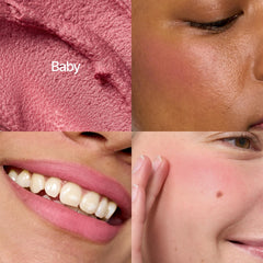 fwee pudding pot applied with fingers for quick diffused cheek color