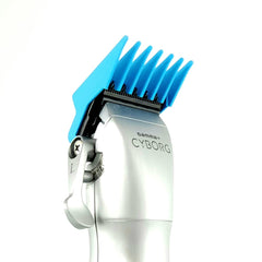 GAMMA+ guard attached to clipper in use for smooth cutting benefit