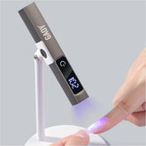 GAOY cordless UV lamp front view showing matte black finish and portability benefit