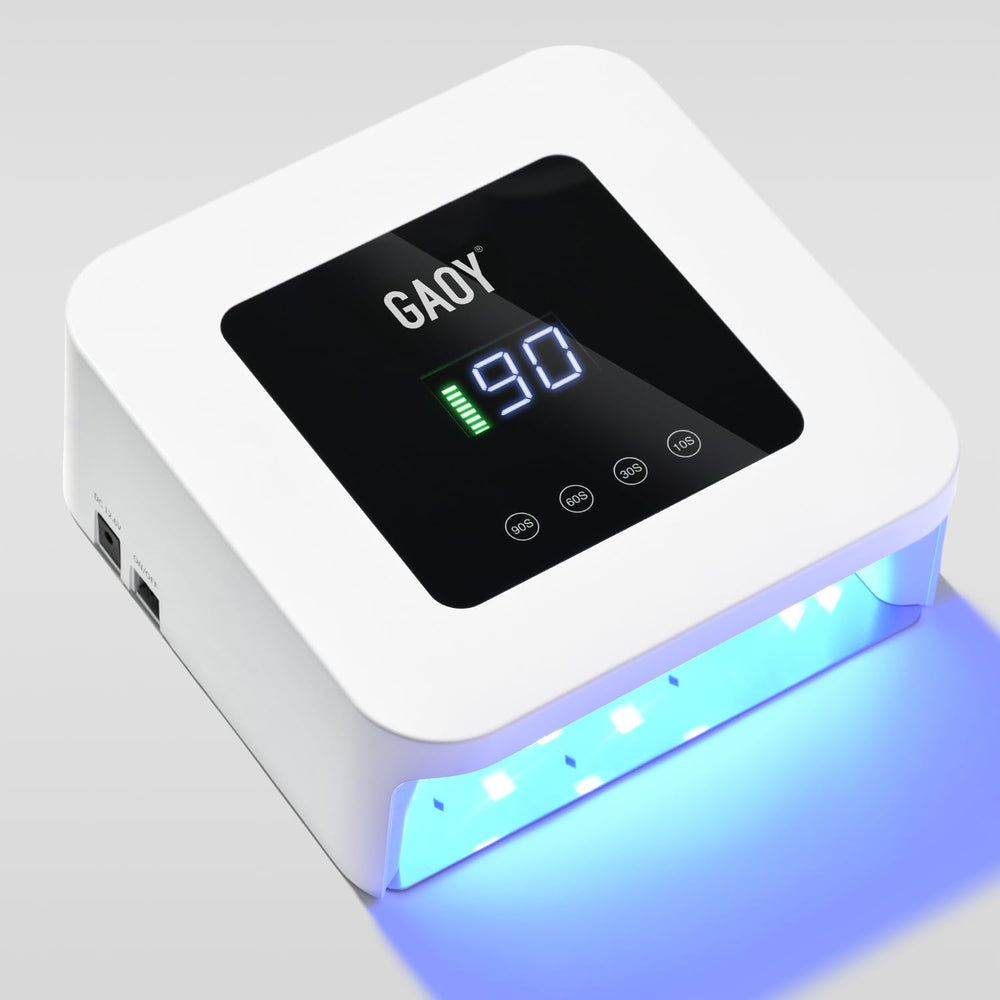 GAOY front view of white cordless lamp showing full curing area and ease of use