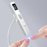 GAOY handheld lamp front view showing sleek silver finish and compact benefit