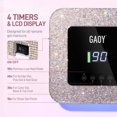 GAOY LCD display showing timer and battery level for precise control