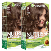 garnier front packaging showing light natural brown shade and benefits