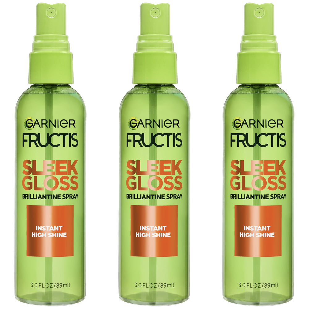 Garnier bottle front packaging showing product and glossy finish benefit