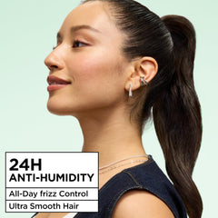 Garnier Fructis on shiny smooth hair demonstrating frizz-free finish
