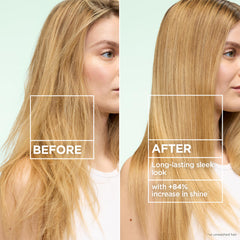 Garnier Fructis mist on hair showing smooth texture and shine