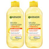 Garnier bottle front packaging showing brightening micellar benefits