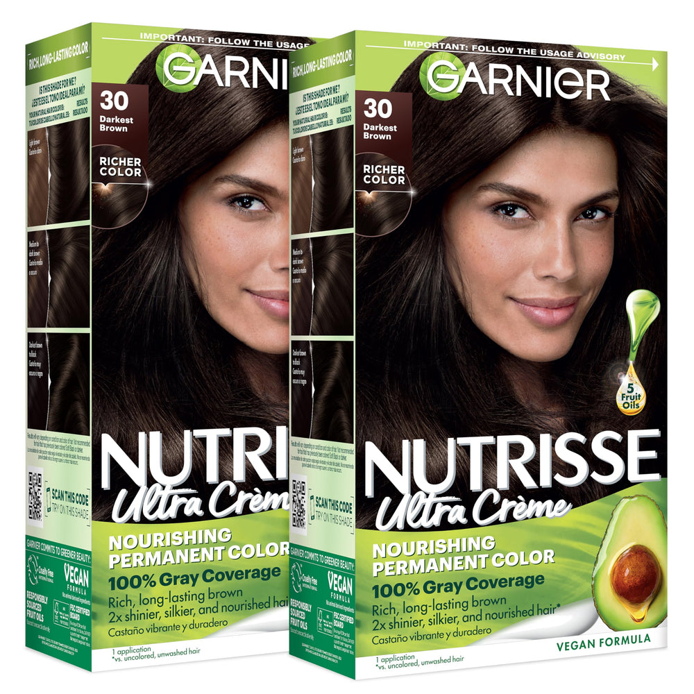 Garnier Nutrisse front box showing shade and benefits for easy selection