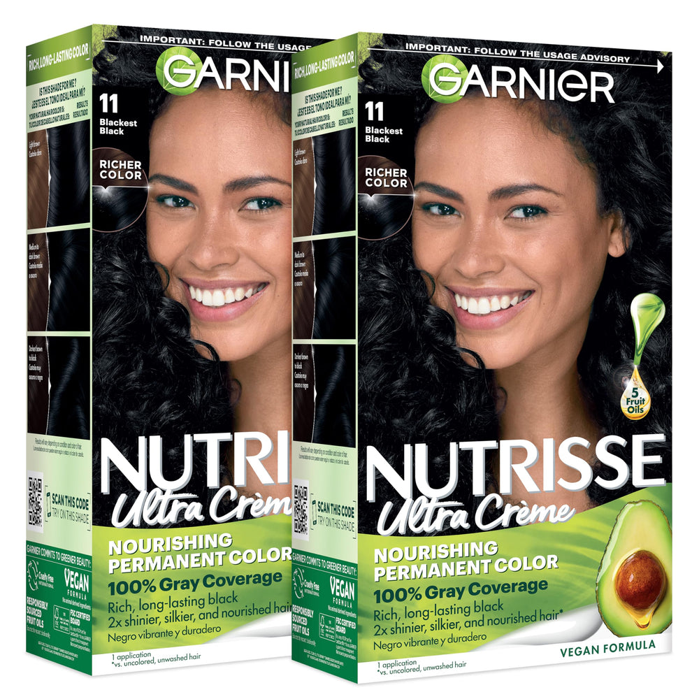 Garnier Nutrisse front packaging showing product benefits and vegan claim
