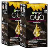 Garnier Olia front box showcasing shade 5.03 and benefit of rich color