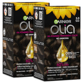 Garnier Olia front box showing medium brown shade and oil-powered benefit