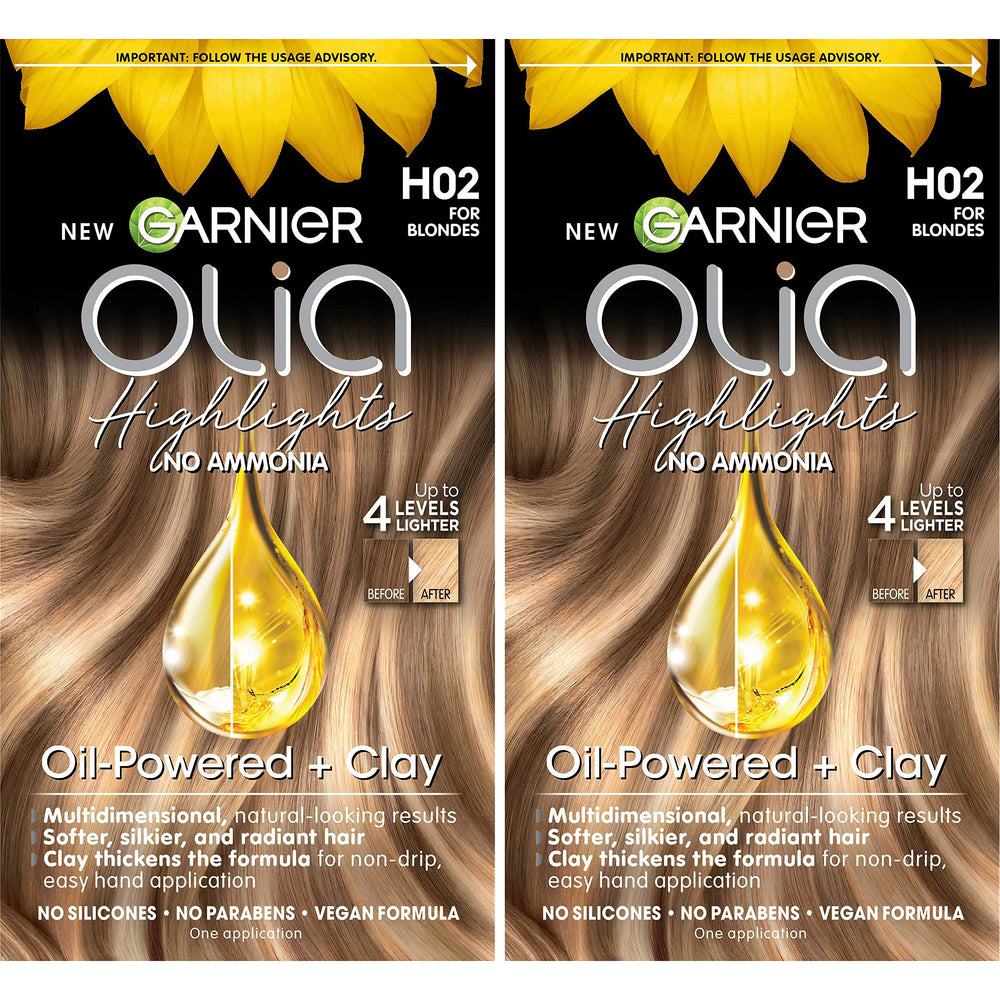Garnier Olia highlights kit front packaging showing kit contents and benefits