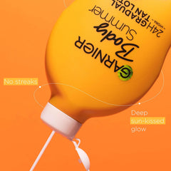 Garnier 400ml bottle beside hand for scale and lasting supply benefit
