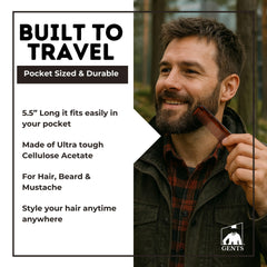 G.B.S comb tucked into a pocket demonstrating portable grooming convenience