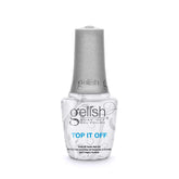 Gelish Top It Off front bottle showing label and glossy finish benefit