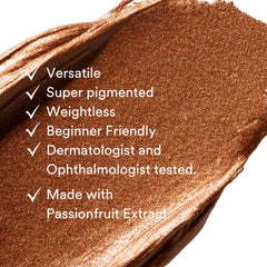 Gen See First Light texture closeup showing creamy metallic shimmer for blendable finish