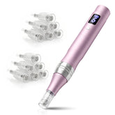 Generic derma roller front packaging showing components and benefits