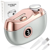 Generic electric nail clipper front view showing ergonomic shape and one-button use