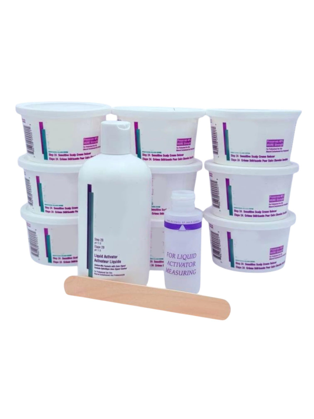 Generic brand front packaging showing kit and benefits for sensitive scalps