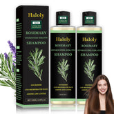 Generic brand front view of two rosemary shampoo bottles showing packaging and volume benefit