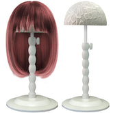 Generic wig stand front view showing stable base and clean white finish for reliable display