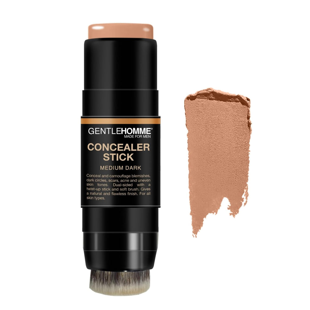 Gentlehomme front packaging displaying concealer stick and brush, easy storage benefit