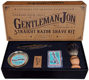 Gentleman Jon front packaging showing full shaving kit for easy identification and convenience