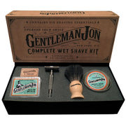Gentleman Jon kit box front showing full six-piece set for classic shaving benefit