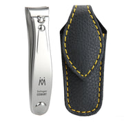 GERMANIKURE front view with leather case showing compact protection and portability