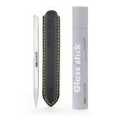 GERMANIKURE glass cuticle pusher front view showing clarity and precision for neat nails