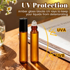GGOLDMER amber glass texture protecting oils from UV light for extended freshness