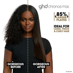ghd Chronos thin plate edge close detail reaching close to roots for precision
