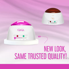 GiGi transparent lid close-up preserving heat and allowing quick wax monitoring