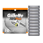 Gillette AtraPlus front packaging showing ten refill cartridges for convenience